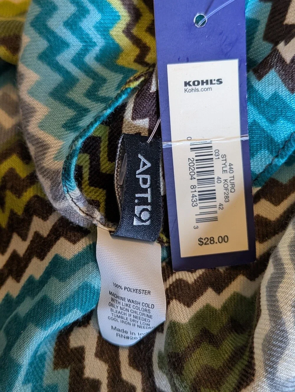 NWT Multicolor Chevron Scarf - Blue, Green & White